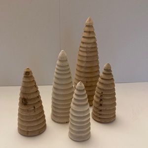 Wooden Christmas Trees Hand Turned Set of Five